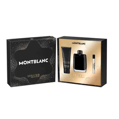 SET MONT BLANC LEGEND MEN ( 3 PC )3.4 OZ EDP SP \ 0.25 OZ MINI \3.4 OZ SG  S2 2023