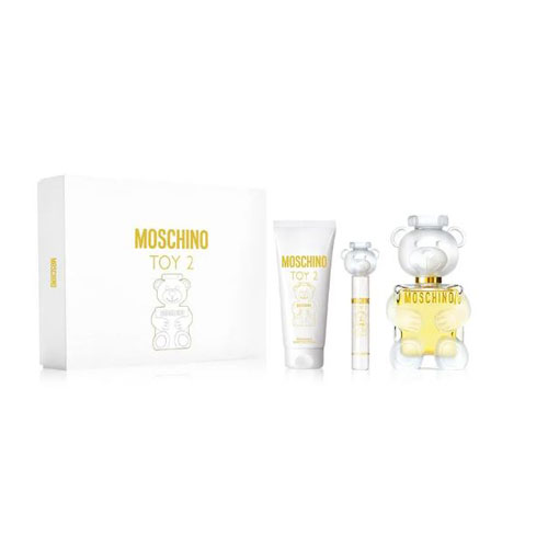 SET MOSCHINO TOY 2 WOMEN ( 3 PC ) 3.4 OZ EDP SP / 3.4 OZ  BL / 0.3 OZ EDP SP