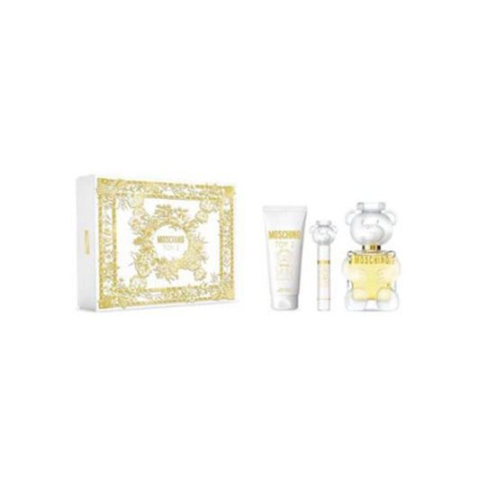 SET MOSCHINO TOY 2 MEN ( 3 PZ )3.4 OZ EDP SP / 0.3 OZ EDP SP / 3.4 OZ BODY LOTION