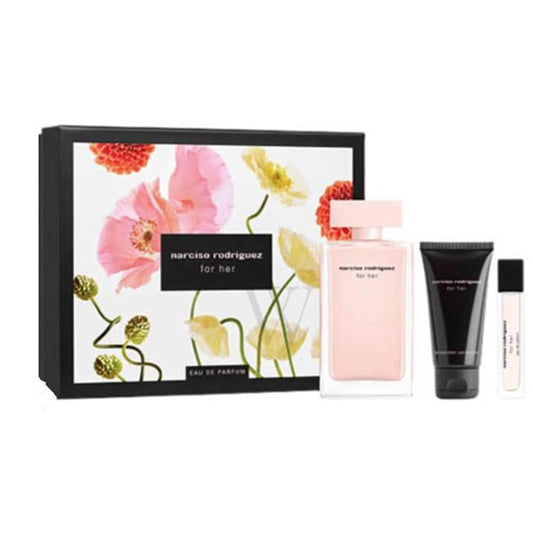 SET NARCISO RODRIGUEZ WOMEN ( 3 PC )3.4 OZ EDP SP / 1.7 OZ BL / MINI