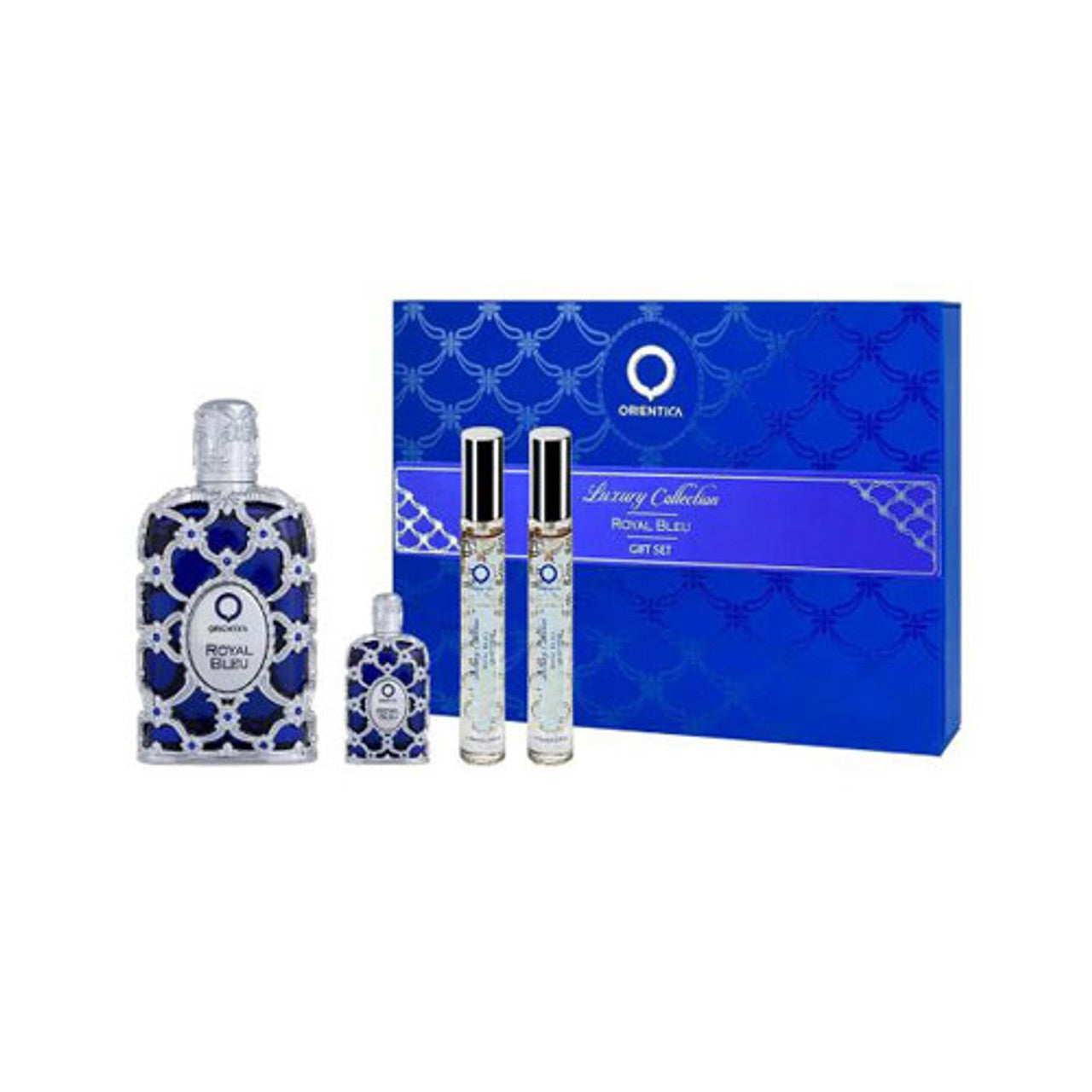 SET ORIENTICA LUXURY COLLECTION ROYAL BLUE MEN ( 4 PC ) 2.7 OZ EDP / 0.25 OZ EDP / 2 X 0.3 EDP