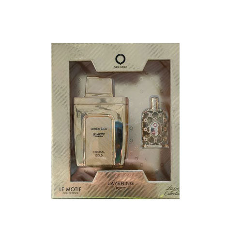 SET ORIENTICA ( 2 PC ) LE MOTIF IMPERIAL GOLD 2.87 OZ EDP SP / LUXURY COLLECTION ROYAL AMBER 0.25 OZ EDP SP