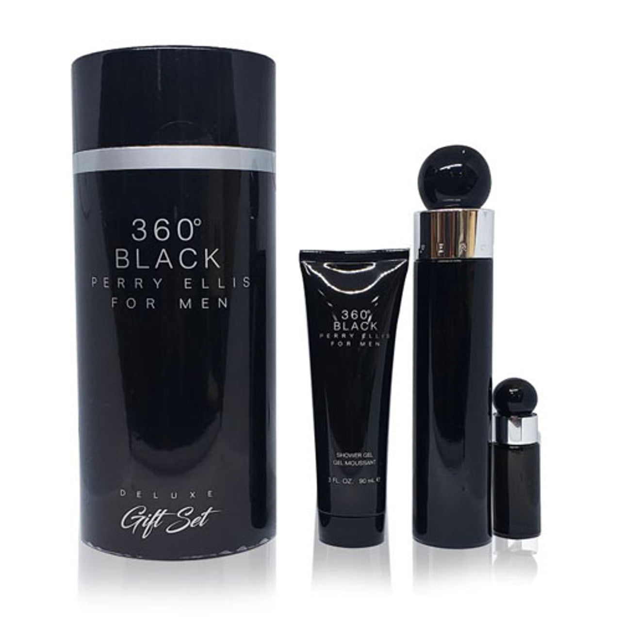 SET PERRY ELLIS 360 NEGRO ( JUEGO DE 3 PIEZAS ) 3.4 OZ. EDT/ 3.0 OZ. SG/ MINI SP - BOTE