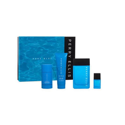 SET PERRY ELLIS AZUL PURO HOMBRE 4 PIEZAS