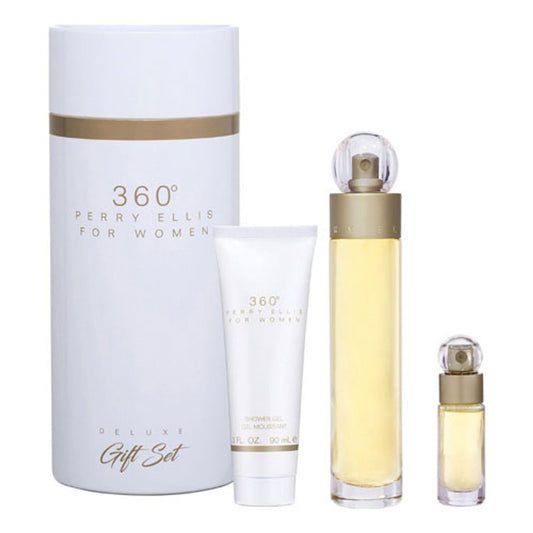 SET PERRY ELLIS 360 MUJER (3 UDS) 3.4 OZ. EDP / 3.0 GEL / MINI