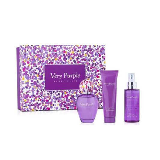 SET PERRY ELLIS VERY PURPLE ( 3 PIEZAS )3.4 OZ EDP SP/3.0 OZ SG /3.0 OZ BL