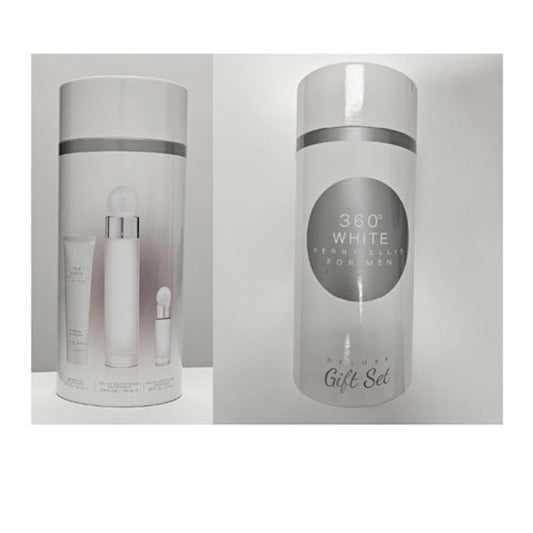SET PERRY ELLIS 360 HOMBRES BLANCOS ( 3 PIEZAS ) 3.4 OZ EDT /3.0 OZ GEL + MINI -BOTE