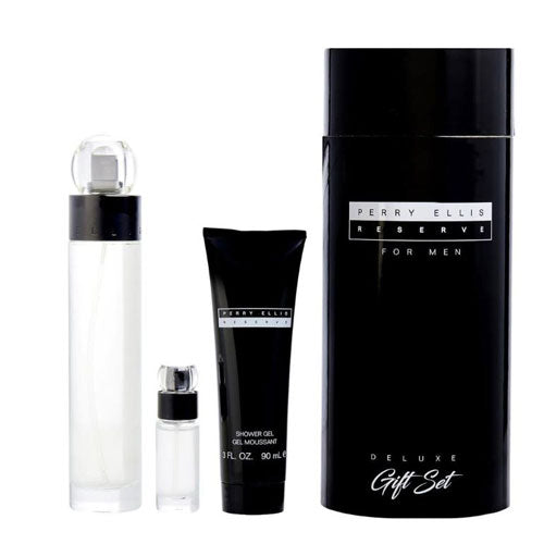 SET PERRY ELLIS RESERVE MEN (4PC) 3.4 OZ EDP / 4.2 OZ MIST / 3.0 OZ SG / MINI
