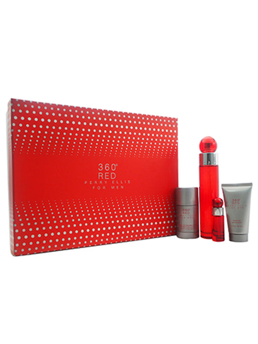 SET PERRY ELLIS 360 RED MEN ( 4 PIEZAS SET ) 3.4 OZ. EDT SP / 6.8 OZ DEO SP / 3.0 OZ SG / 10ML MINI
