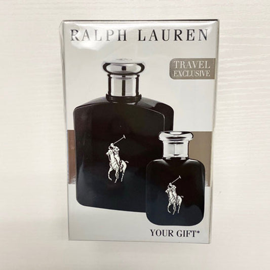 SET RALPH LAUREN POLO BLACK MEN ( 2 PC SET ) 4.2 OZ. EDT / 15 ML MINI