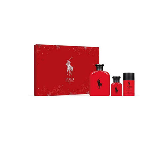SET RALPH LAUREN POLO RED (3 PC ) 4.2 OZ.EDT SP / 1.0 OZ.EDT SP / DEO