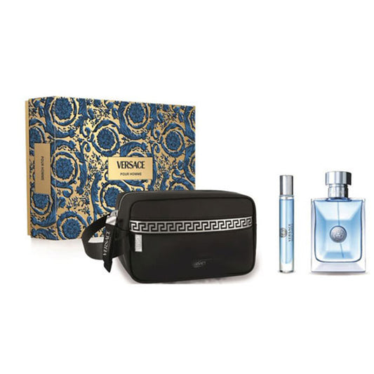 SET VERSACE POUR HOMME ( 3 PC ) 3.4 OZ EDT SP /0.3 OZ EDT SP +BOLSO