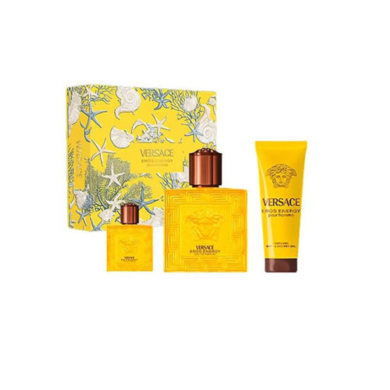 SET VERSACE EROS ENERGY MEN ( 3 PC ) 3.4 OZ EDP SP / 0.17 OZ EDP SP / 5.0 OZ SHOWER GEL