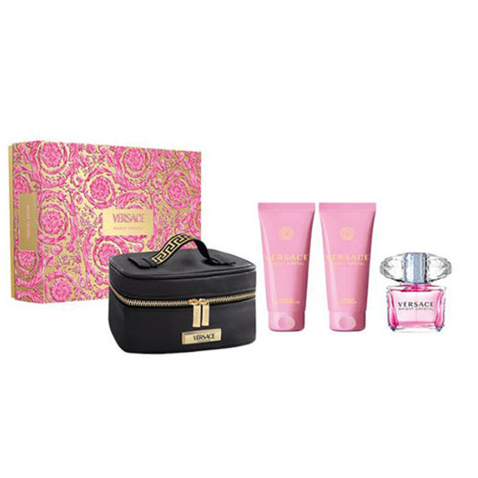 SET VERSACE BRIGHT CRYSTAL WOMEN ( 4 PC ) 3.0 OZ EDT SP / 3.4 OZ SG / 3.4 OZ BL / BAG